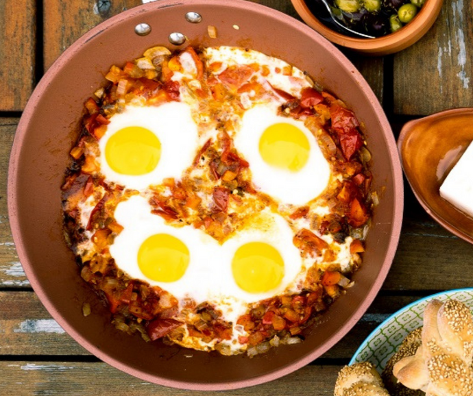 Menemen (Turkish eggs with peppers, onions and tomatoes)